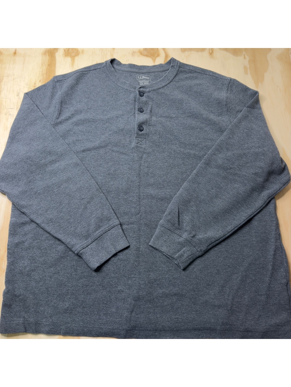 L.LBean Gray Thermal Henley Traditional Fit Size XXL